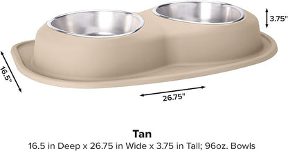 WeatherTech Double Low Pet Feeding System - Compact and Portable Dog/Cat Food and Water Station - 96 oz (12 Cups) Tan (DL9603TN)