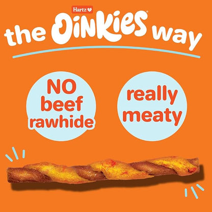 Hartz Oinkies Twirls + Collagen to Support Skin & Joints, Made with Real Chicken Breast, Highly Disgestible Dog Chews, 20 Count