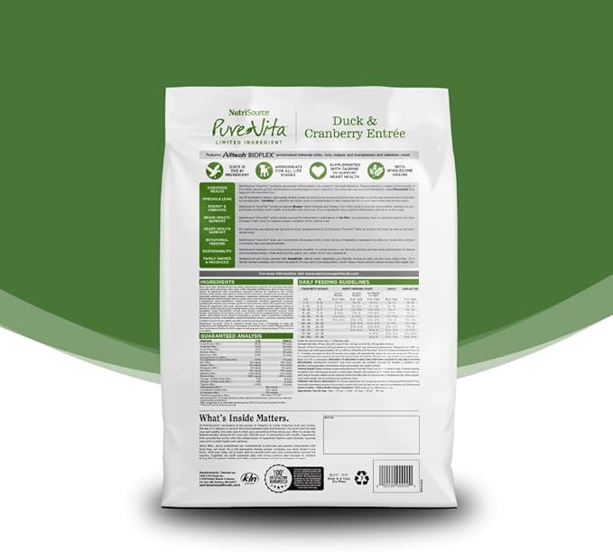 NutriSource Pure Vita Duck & Cranberry Dog Food, 4LB