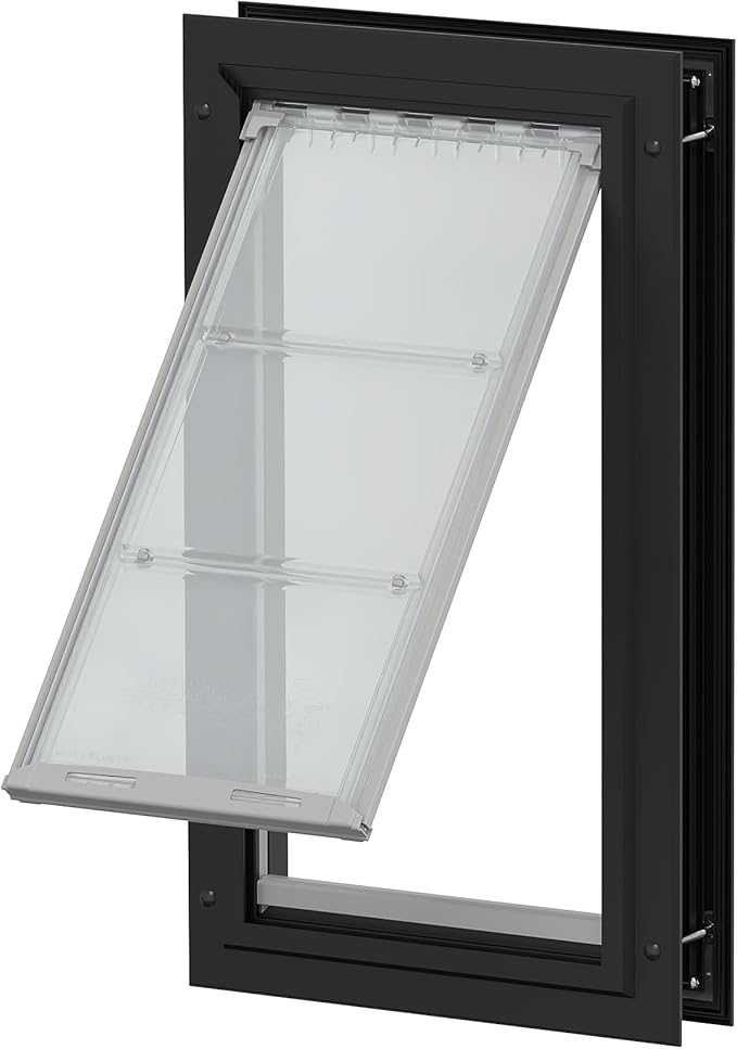 Endura Flap Single Flap Pet Door for Door Installations | Stylish for Interior & Exterior Doors | Durable Aluminum Frame & Weatherproof Dual-Layer Flap | Black, Large, Single Flap