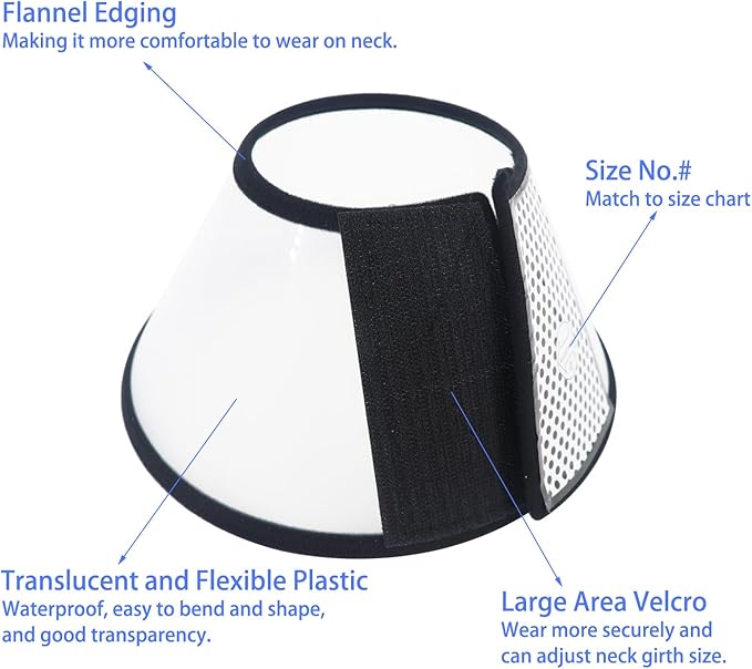 Dog Cone After Surgery, Adjustable Pet Recovery Collar for Dogs and Cats, Plastic Elizabethan Neck E-Collar Stop Licking Wounds (XXL-D)