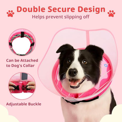 Soft Dog Cone Collar, Inflatable Cones Alternative After Surgery for Large/Medium/Small Dogs to Stop Licking, Elizabethan Neck Ecollars of Shame with Anti-Lick Shield, XL Comfy Pillow Recovery