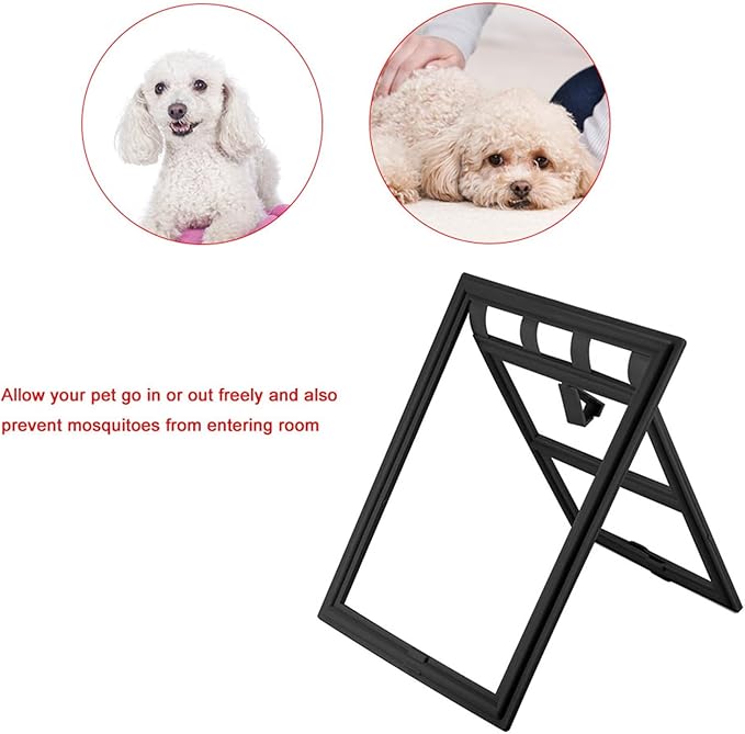 Acouto Screen Fit Pet Door Plastic Pet Dog Puppy Door Locking Safe Flap Screen Window Gate Doors, & Ramps (L Japanese Font)