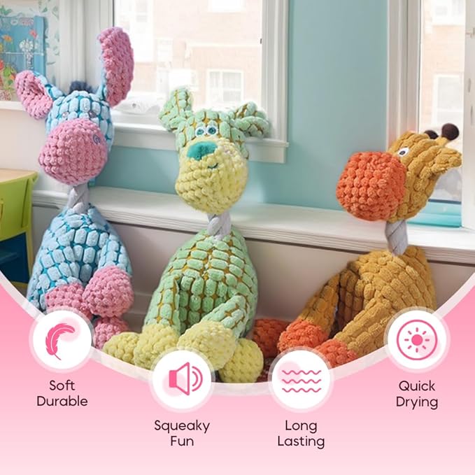 2026 New Indestructible Dog Toy, Durable Dog Stuffed Toys for Aggressive Chewers, Interactive Squeaky Chew Teething Toys for Small Medium Large Dogs Puppy (Green)