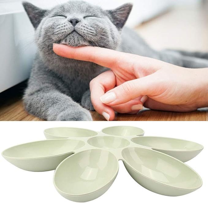 Cat Water Bowl Multiple Case Food Feeder Water Feeding Bowl Six Petals Plastic Feeder Puppy Food Dispenser Bowls for Cats Dogs(Green)