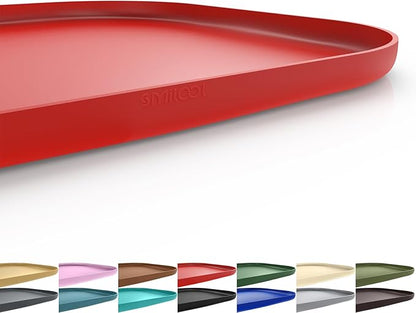 SMILOOL Silicone Pet Feeding Mat with Raised Edge for Food and Water, Dog Bowl Mats, Cat Bowls Placemat with High Lip for Floor Waterproof, Rubber Tray for Cats and Dogs 24 x 16 x0.8 Red