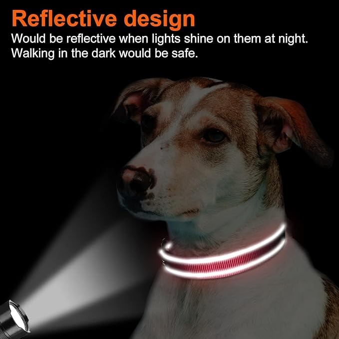 Joytale Reflective Dog Collar, Soft Neoprene Padded, Metal D-Ring, Nylon Pet Collar Adjustable for Small Dogs, Red, S