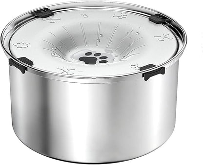 SCHITEC No Spill Dog Water Bowl for Large Dogs, 5.6L / 1.5 Gallon Stainless Steel Splash-Proof Slow Drinking Pet Dish with Floating Disk & Non-Slip Base, Mess-Free Design for Home or Travel-Light Gray