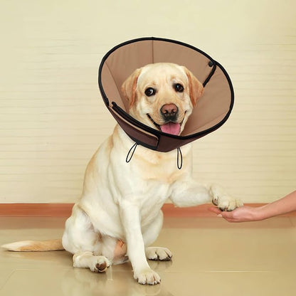 Large Dog Soft Cone Recovery Collar, Comfortable Dog Head Cone Collar for Large Dogs, Pet Surgery Cone Soft Neck Protector, Brown L