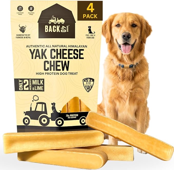 Yak Cheese Himalayan Dog Chews – Long-Lasting Natural Chews for Aggressive Chewers – 2-Ingredient, High Protein, Odorless, Dental Health Treats for Dogs (Large, 4 Pack)