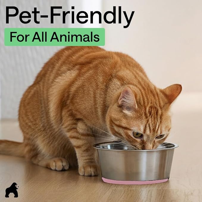 GORILLA GRIP Dog Bowls, Food Grade 304 Stainless Steel, Holds 6 Cups Each (48 fl oz) Food and Water Bowl for Feeding Dogs and Cats, Dishwasher Safe, Rust Resistant, BPA Free Rubber Base Set of 2 Pink