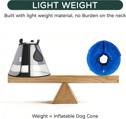 Soft Dog Cone Collar for Large Dogs, Mesh Windows Transparent E Collar for Dog, Anti-Bite Lick Wound Healing After Surgery Neuter Safety Practical Comfy Plastic Cone Black L