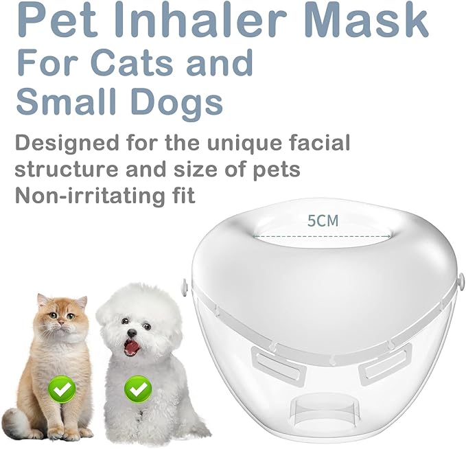 Cat Inhaler Spacer, for Cats and Small Dogs, Pet Aerosol Chamber with Silicone Mask, for First Aid at Home or Outdoors S