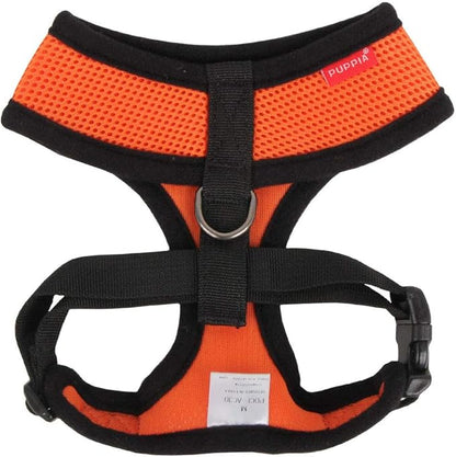 Puppia Soft Dog Harness No Choke Over-The-Head Triple Layered Breathable Mesh Adjustable Chest Belt and Quick-Release Buckle, Orange, Large