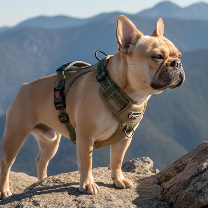 Tactical Dog Harness No Pull Adjustable Pet Vest Collars with Reflective Straps and Handle, Puppy Harnesses with Dual Metal Clips for Leash, Durable Chest Collar for Small and Medium Dogs