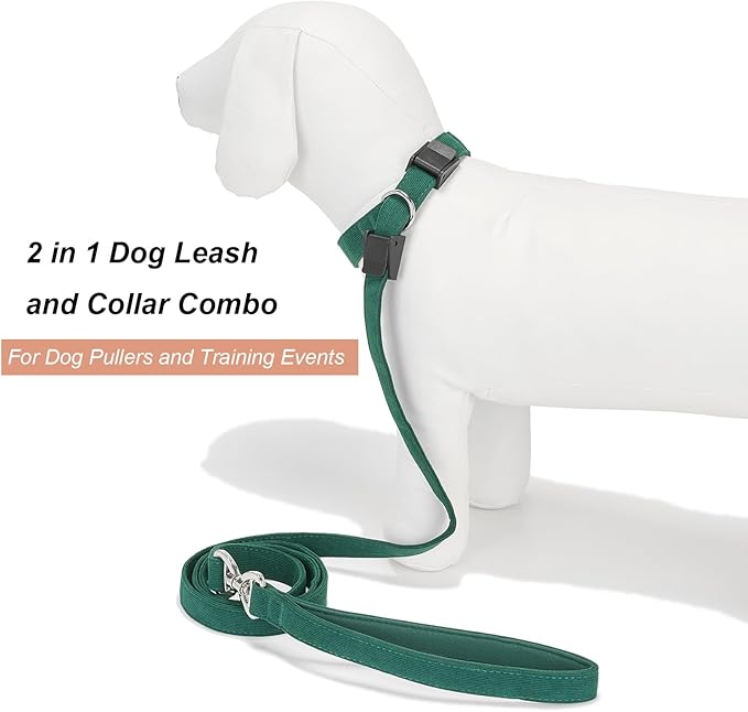 Slip Lead Dog Leash,Soft Corduroy 6 FT Dog Training Leash for Medium Large Dogs,No Pull Slip Leash and Collar with Padded Handle,Dark Green