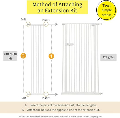 Lumizone Extra Tall Cat Gate Extension Kit 61.02" High Pressure Mounted 2025 New 12.60" Extra Wide 1.37" Gap No Drilling Tall Pet Gate for Dogs (White, 61.02" H x 12.60" W, Extension)