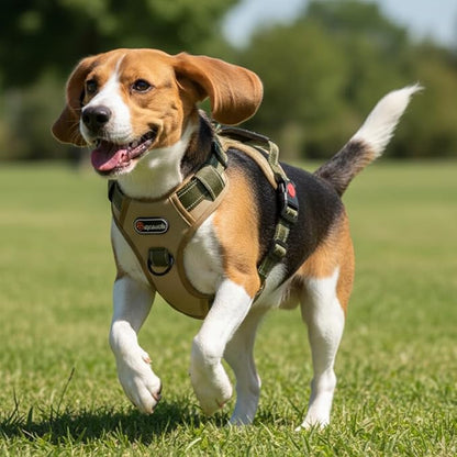 M Size Tactical Dog Harness No Pull Pet Vest Collar with Handle and Reflective Trim, Adjustable Chest Harnesses with Front & Back Leash Clips for Medium Dogs Training Walking Hiking Outdoors