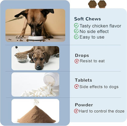 Calming Chews for Dogs, Dog Calming Soft Chews for Fireworks, Storms, Thunder, Barking, Separation, 90 Count