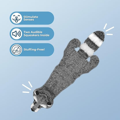 Best Pet Supplies Squeaky Dog Toys with Soft Durable Fabric for Small, Medium and Large Pets Interactive Toy for Indoor Play, Supports Active Biting and Play - Raccoon, Medium