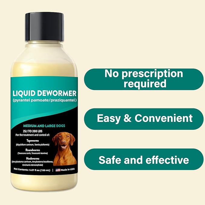 De-Wormer for Medium and Large Dogs, Oral Treatment for Tapeworm, Roundworm & Hookworm