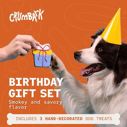 Dog Birthday Treats | Hand-Decorated Treats – 3 Pack in Gift Box | Extra Large Treat 62g Cookie, Vegan Dog Birthday Cake