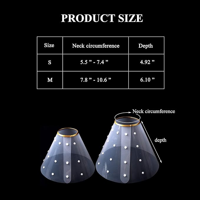 WishLotus Cat Cone Recovery - Soft, Comfortable & Adjustable Elizabethan Collar, Anti-Bite/Lick E-Collar for Small Medium Dog, Rabbit (S, White)