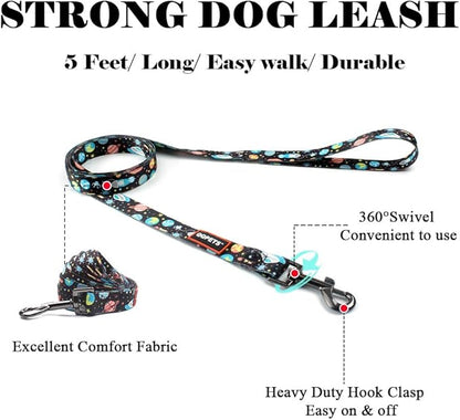 QQPETS Dog Harness Leash Set Adjustable Heavy Duty No Pull Halter Harnesses for Small Medium Large Breed Dogs Back Clip Anti-Twist Perfect for Walking (XS(12"-18" Chest Girth), Space)
