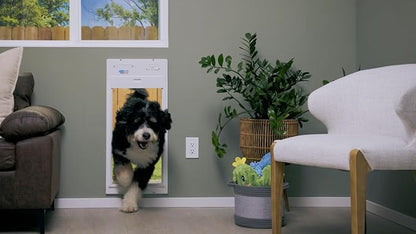 Power Pet Automatic ROLL UP Door by High Tech Pet Brand - Motorized Panel Rolls Up - Pet Operated - Remote App Control - 24/7 Exit & Entry Timers (Medium, Wall Mount)