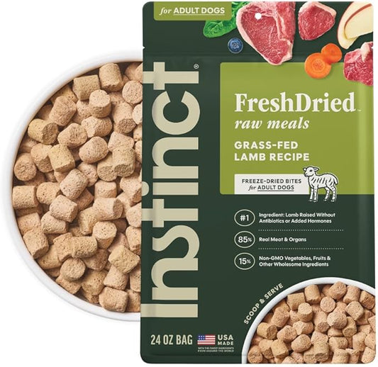 Instinct FreshDried Bites, Natural Freeze-Dried Dog Food, Grain-Free - Grass-Fed Lamb, 24 oz. Bag