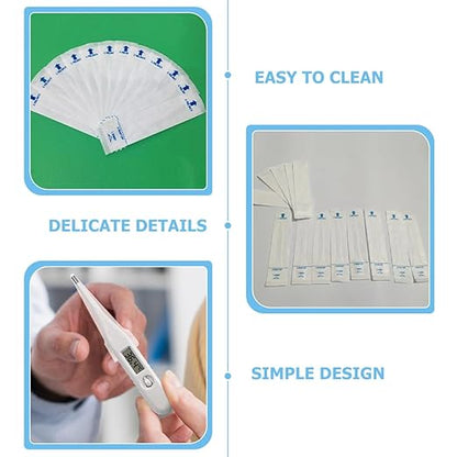 Digital Probe Sleeves 100Pcs Disposable Covers Protectors for Rectal and Oral Use Veterinary Temperature Reading Film White