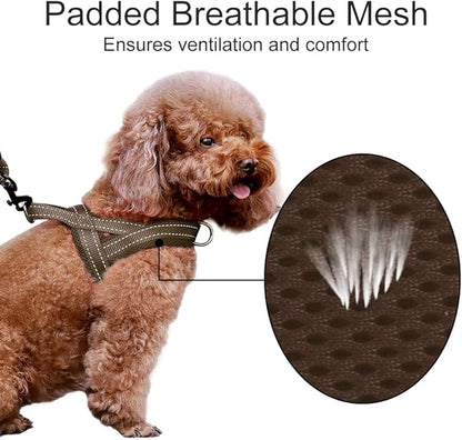 Plutus Pet No Pull Dog Harness with Breathable Mesh Padded, Adjustable Reflective Escape Proof Dog Harness, Quick Fit Dog Vest Harness for Small Medium Large Dogs(XS, Chocolate)