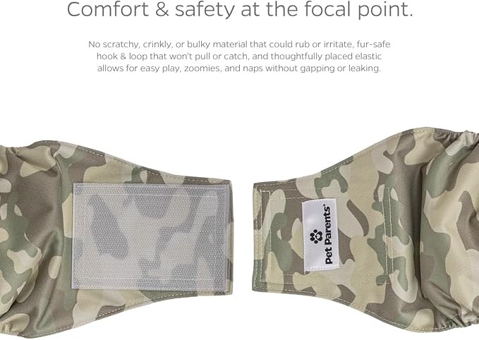 Pet Parents® Washable Belly Bands for Male Dogs (3pack) + Extendrs® of Durable Dog Diapers Male, Premium Male Dog Diapers & Dog Wraps (Small, Camo)