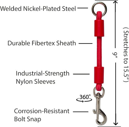 BUNGEE DOG LEASH EXTENSION – Patented Shock Absorber Attachment Protects You and Your Dogs – Works with ANY Leash & Collar or Harness – a MUST for Retractable Leashes – PICK SIZE/COLOR BELOW