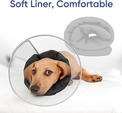 Supet Upgraded Dog Cone with Soft Liner, 20% Lighter Plastic Elizabeth Collar After Surgery to Stop Licking, for Spay Neuter Skin Problems Recovery, for Small Medium Active Large Dogs(Matte Black,XL)