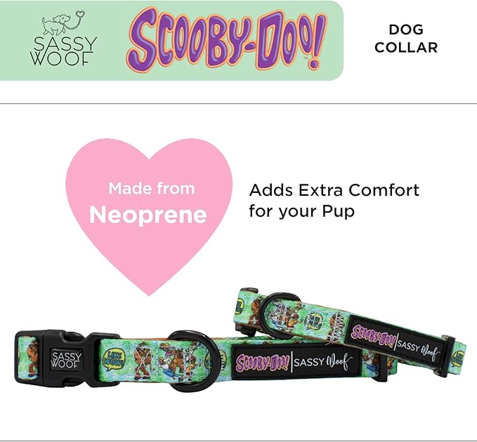 Sassy Woof Dog Collar Scooby-Doo™ - L, Adjustable, Durable, Comfortable and Stylish Pet Accessories for Large Dogs - Officially Licensed