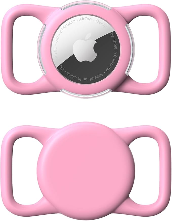 Waterproof Airtag Holder for Dog Collar, Soft Full-Body Protective Airtag Holder for Dog & Cat Collars, Ultra-Durable, Easy Installation, Lightweight Clear Airtag Case (Pink, Regular)