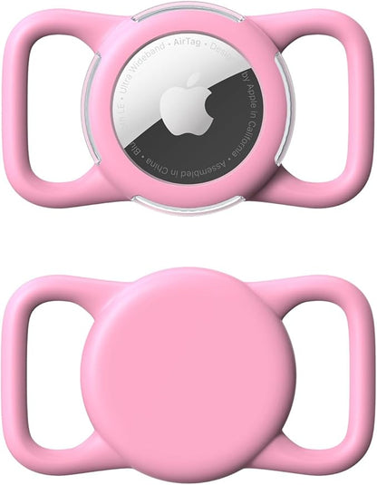 Waterproof Airtag Holder for Dog Collar, Soft Full-Body Protective Airtag Holder for Dog & Cat Collars, Ultra-Durable, Easy Installation, Lightweight Clear Airtag Case (Pink, Regular)