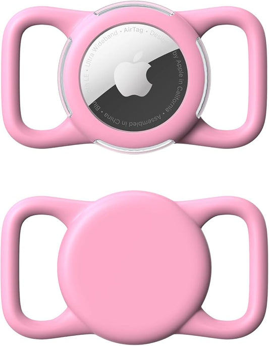 Waterproof Airtag Holder for Dog Collar, Soft Full-Body Protective Airtag Holder for Dog & Cat Collars, Ultra-Durable, Easy Installation, Lightweight Clear Airtag Case (Pink, Regular)