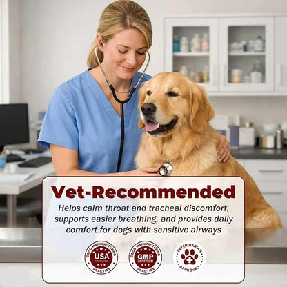 Kennel Cough Treatment, Cough Relief for Dogs, Helps Ease Coughing from Tracheal Collapse, Dry & Wet Cough, Natural Soothing Herbs for Throat & Airway Comfort, Chicken Flavor - 120 Tablets