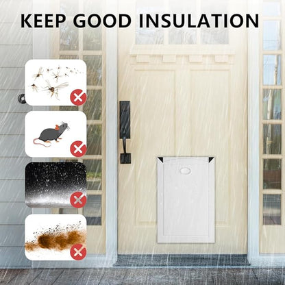 [MAVRICPOWER] Aluminum Large Dog Door for Door, Doggie Door with 2 Sliding Lock Panels for Extreme Weather, Doggy Door for Dogs Up to 80 lbs