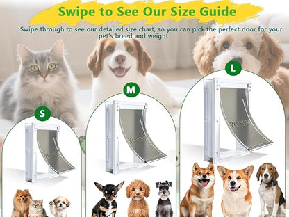 Dog Door Doggy Door Easy Install - Wood & PVC Doors & Walls，Doggie Free Movement & Strong Magnetic Auto-Close & Sliding Lock,Telescoping Frame,8 1/8" x 13 2/5" for Medium Dogs Up to 40 lb