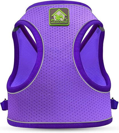FEimaX Dog Harness and Leash Set, No-Pull Breathable Soft Mesh Puppy Vest Harness Reflective Adjustable Pet Harnesses for Small Medium Dogs and Cats - Outdoor Easy Control for Walking (XL, Purple)