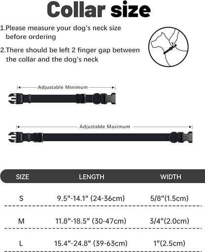 Waterproof Dog Collar, Rubber Adjustable Collars with Quick Release Buckle, Odor-Resistant, Easy to Clean Pet Collars for Small Medium or Large Dogs (Black, M 11.8-18.5 inch)