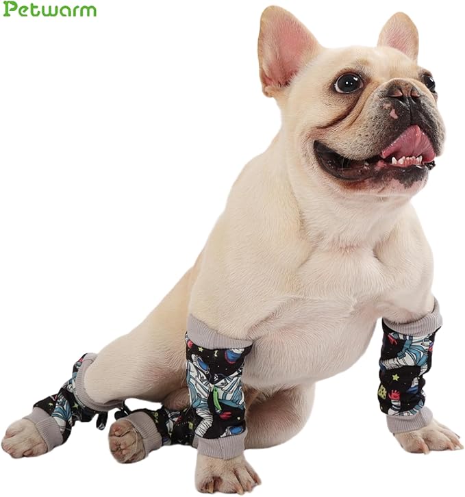 PetWarm Dog Recovery Sleeve 4pcs Set, Dog Leg Sleeve, Ideal for Comfort and Support During Pet Recovery, Suitable for Active or Support Recoverying Pet Use, Grey, L