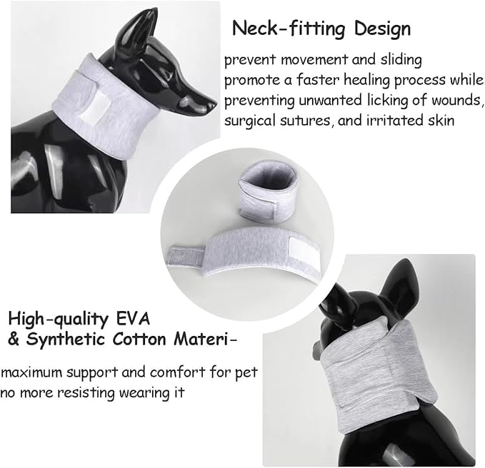 Cat Neck Brace Cover - Adjustable Elizabethan Collar for Post-Surgery Recovery Anti-Lick Wound Protective Cervical Cone for Small Medium Large Dogs Cats (Neck Girth 7.5-15.0" Depth5.1