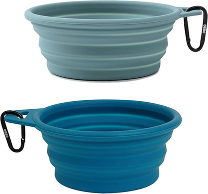 OHMO Large Collapsible Dog Bowls, (2 Pack 27oz/800ml) Premium Silicone Portable Travel Water Food Foldable Bowls Pet Feeding Bowl for Outdoor Camping Hiking