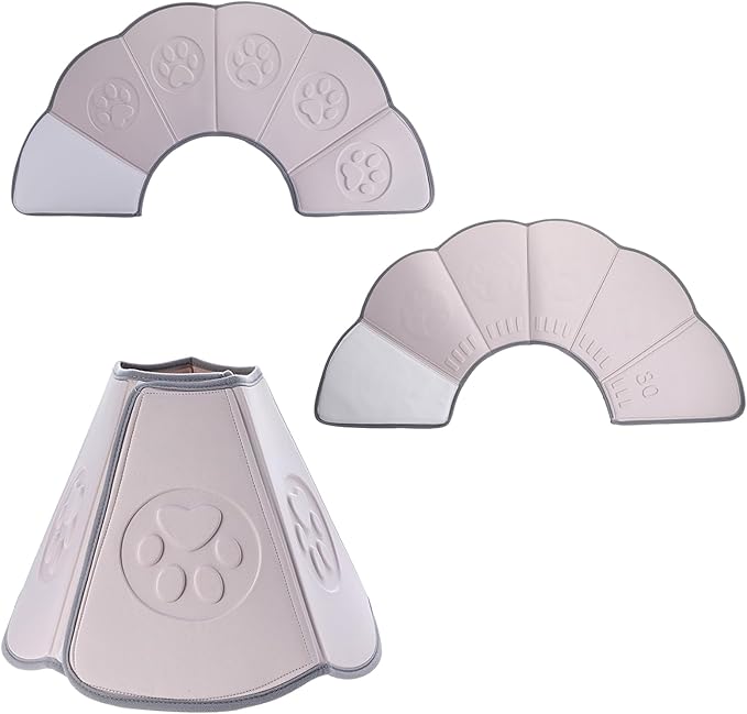 Soft Dog Cone Collar with Massage Points, Adjustable Recovery Collar for Large Dogs After Surgery to Stop Licking, Soothing Pet Cone for Wound Healing (Gray)