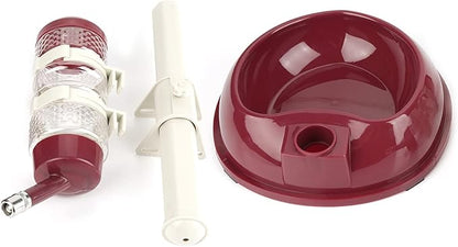 Adjustable Dog Bowl Feeder, Food Grade Plastic Pet Drinking Water Bottle and Food Dish Set with Adjustable Height, for Small Medium Large Dogs (Brown)