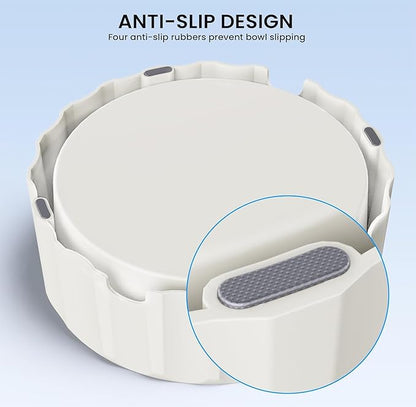 Dog Small Animals Water Bowl No Spill 70oz/2L Large Capacity Dispenser Non Slip No Splash Small Animals Bowl Pet Slow Feeder No Drip Dog Water Bowl on Vehicle for Dogs and Cats - Grey